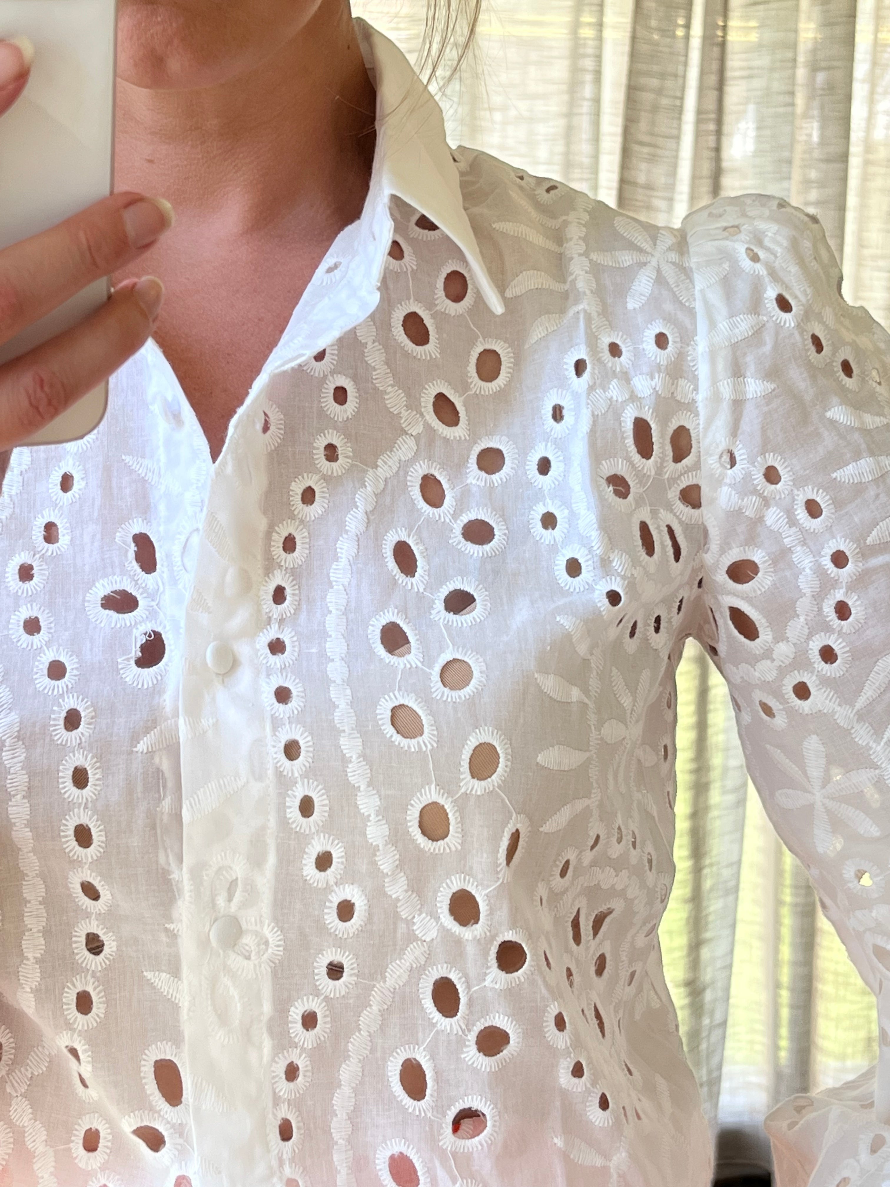 Fleur Embroidered White Shirt